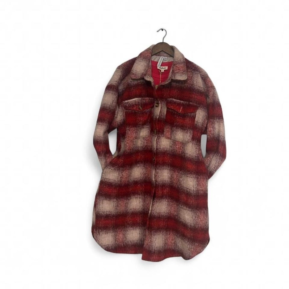 Women's oversized plaid "shaggy"‎ shacket by Grace + Karma size 1x (xl4)